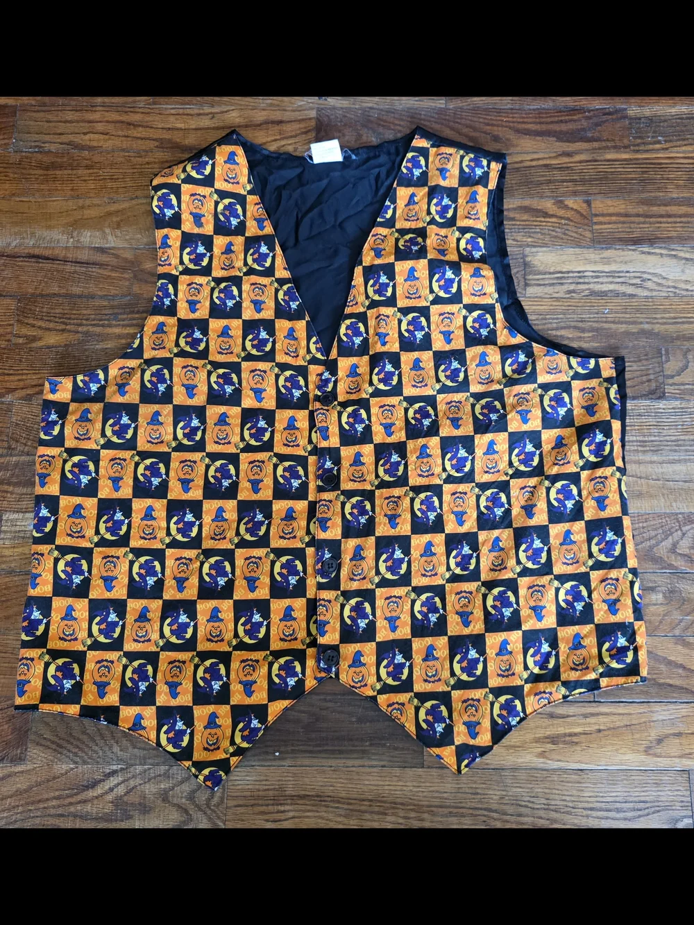 Halloween Patchwork-Print Men's Vest in Orange and Black